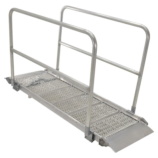 Alum. Grip Walk Ramp w/Rail, 39.38 x 85